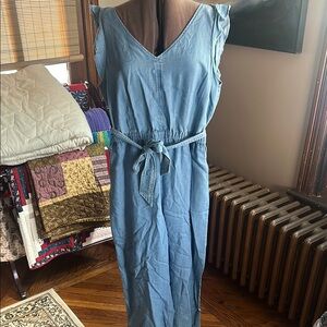 Blue Denim Sleeveless pants jumpsuit